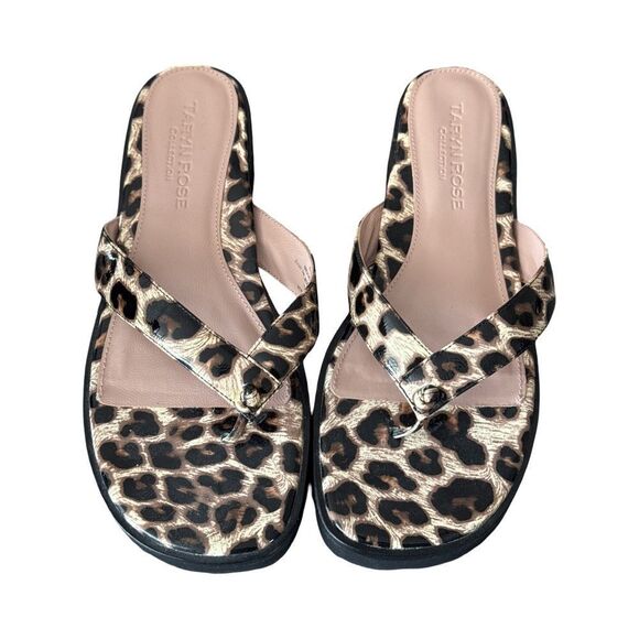 Taryn Rose Taziana Leopard Print Thong Sandals - Picture 1 of 8